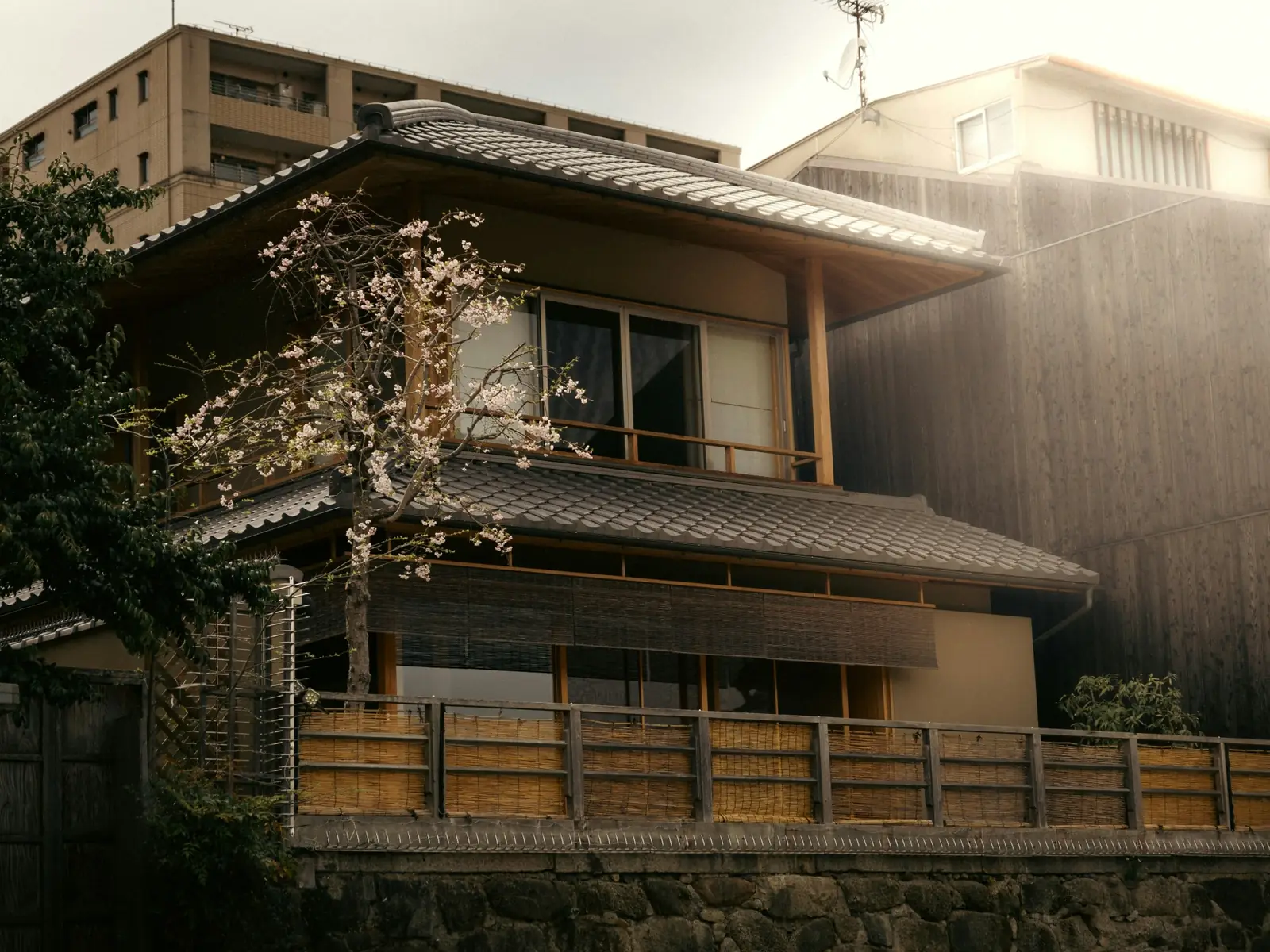 Renovated traditional Japanese wooden house with a garden